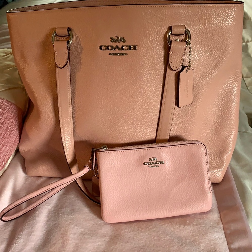 Coach Leather Bag & Wristlet